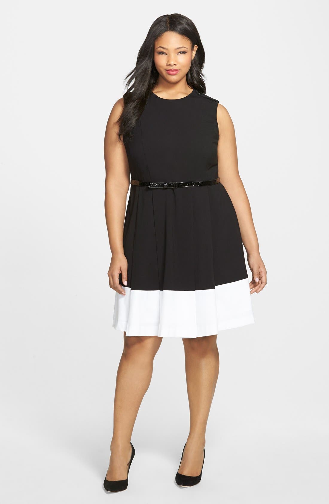 calvin klein colorblock fit and flare dress