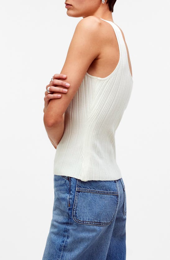 Shop Madewell The Signature Knit Scoop Neck Sweater Tank In Bright Ivory