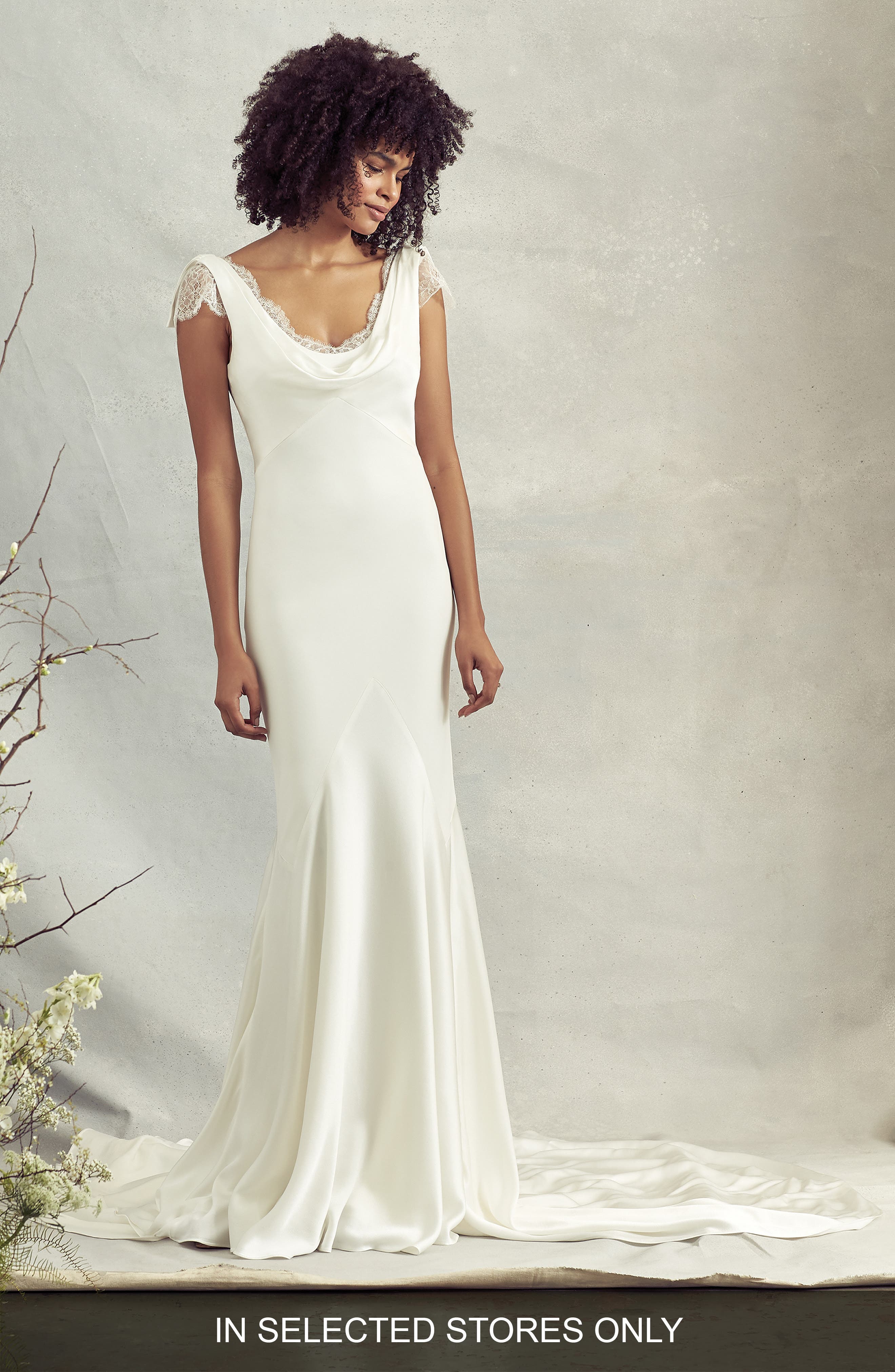 cowl neck wedding dress
