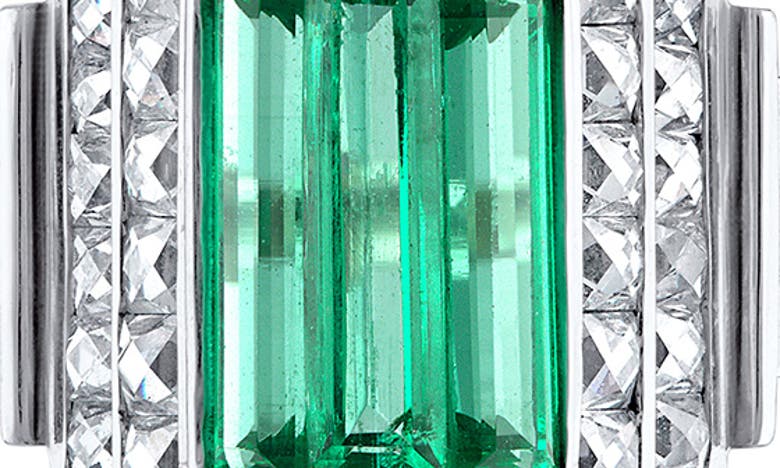 Shop Mindi Mond Icon Colombian Emerald & Diamond Step Ring In Platinum