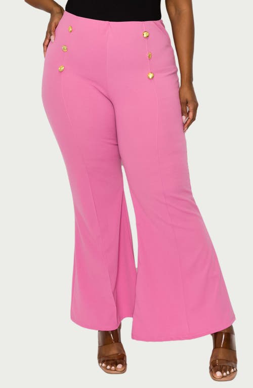 L I V D Button High Waist Flare Pants In Bubblegum