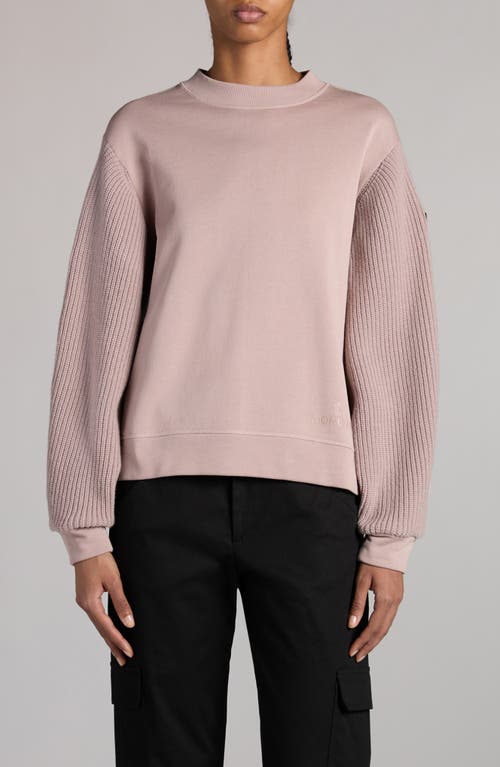 Shop Moncler Mixed Media Virgin Wool & Cotton Sweatshirt In Etherea