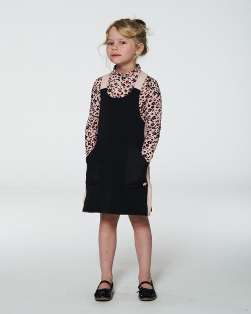 Shop Deux Par Deux Little Girl's Jumper Dress With Contrast Band Black In Anthracite