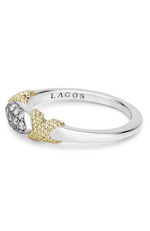 Lagos Sterling Silver & 18k Yellow Gold Caviar Lux Diamond Ring In Two Tone/diamond