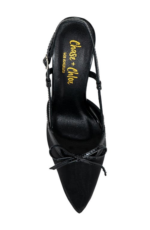 Chase & Chloe Chase And Chloe Mesh Pointed Toe Slingback Pump In Black Mesh