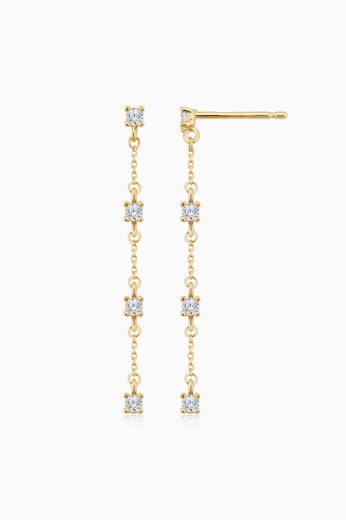 Oradina Women's 14k Yellow Gold, White Topaz Seeing Sparks Drop Earrings In Yellow Gold