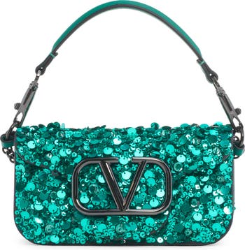 Loco Small Sequined Shoulder Bag in Green - Valentino Garavani