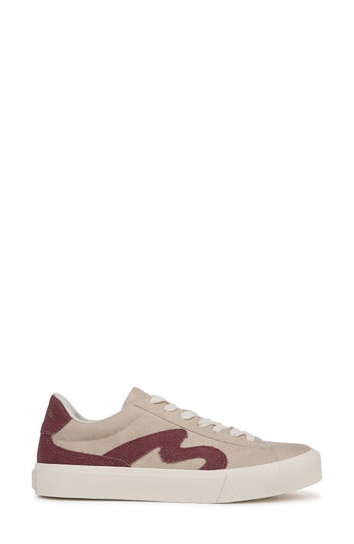 Blowfish Footwear Vice Low Top Sneaker In Beige Faux Leather/red Canvas