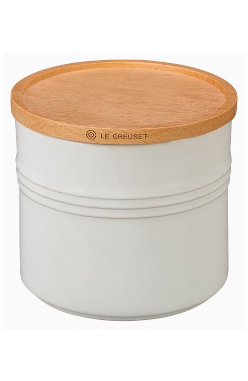 Le Creuset Glazed Stoneware 1 1/2 Quart Storage Canister with Wooden Lid in White at Nordstrom
