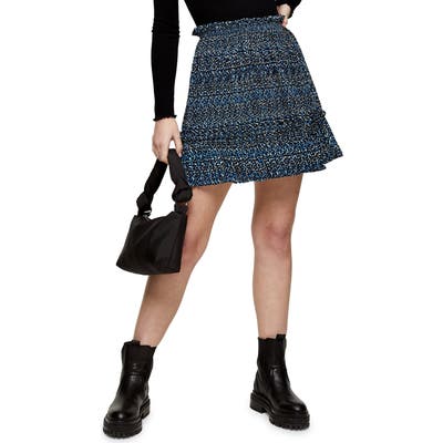 Topshop Crystal Animal Print Miniskirt, US - Blue