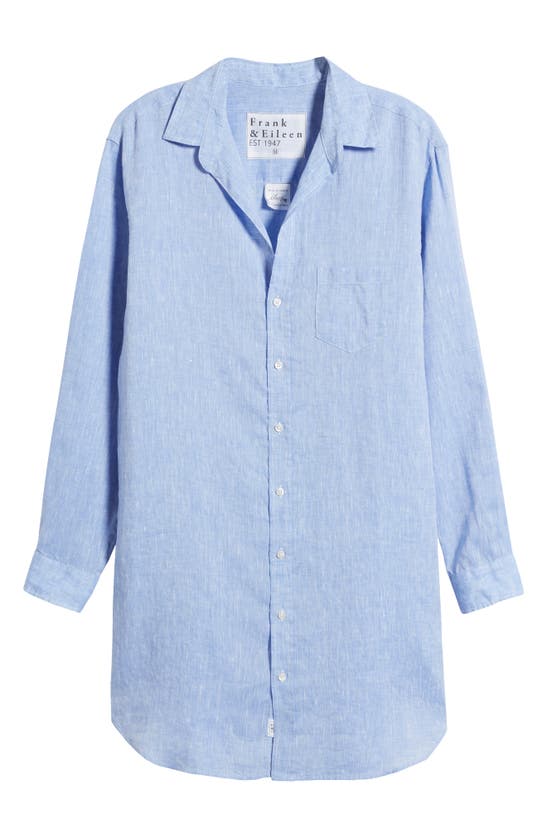 Shop Frank & Eileen Mary Long Sleeve Linen Shirtdress In Light Blue