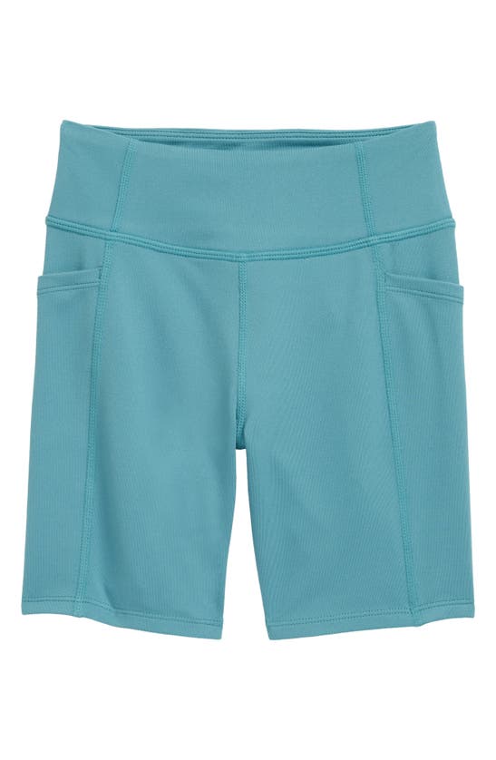 Zella Girl Kids' Live In High Waist Pocket Bike Shorts In Teal