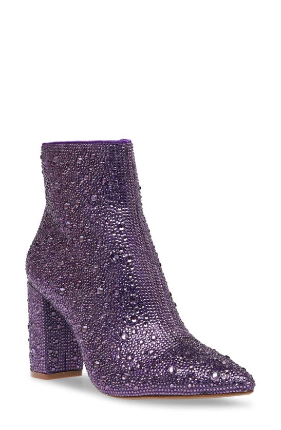 Betsey Johnson Cady Crystal Pavé Bootie In Purple