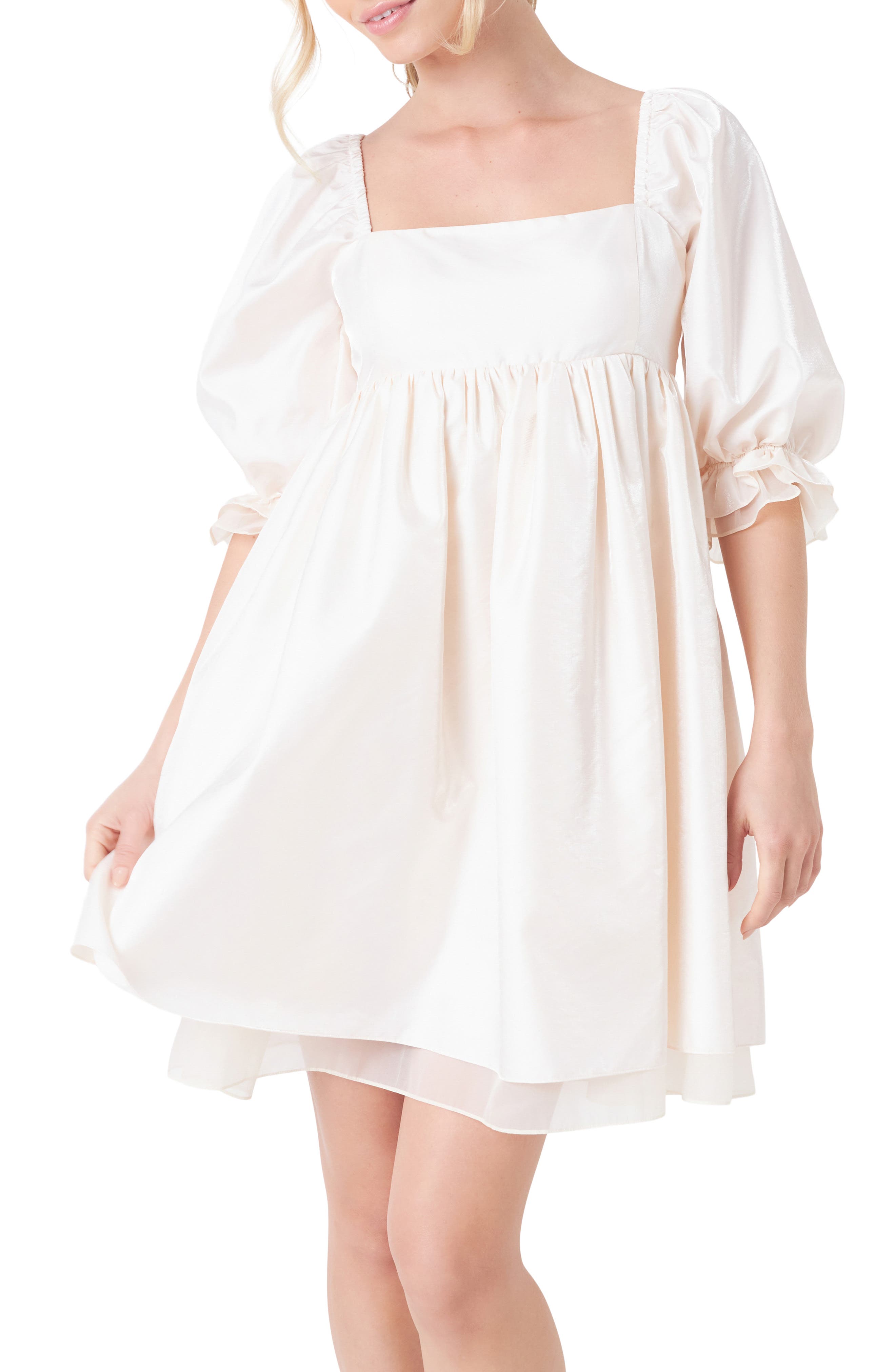 Macedonia Puff Sleeve Babydoll Dress Blush