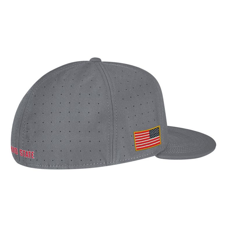 Shop Nike Gray Ohio State Buckeyes Usa Side Patch True Aerobill Performance Fitted Hat