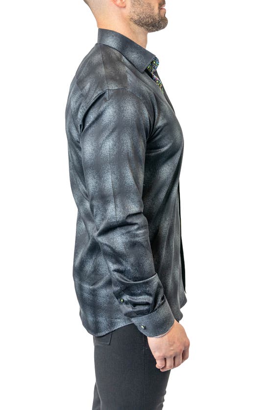 Maceoo Fibonacci Carbon 17 Contemporary Fit Button-up Shirt In Black