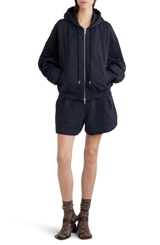 Shop Dries Van Noten Hooded Quilted Cotton Jacket In Navy 509