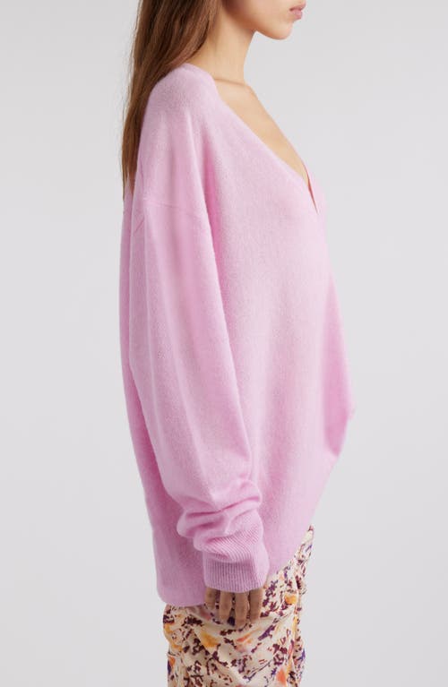 Shop Isabel Marant Larana Silk, Alpaca & Cashmere V-neck Sweater In Light Pink