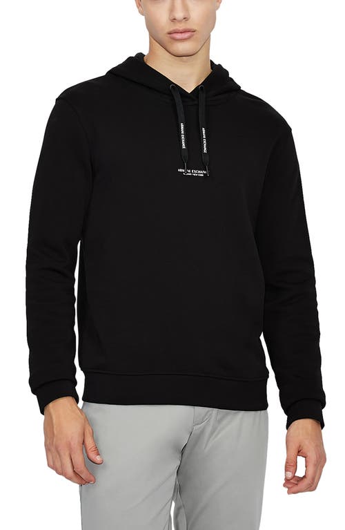 Milano New York Graphic Cotton Hoodie in Solid Black