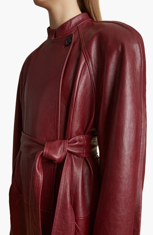 Shop Khaite Rothen Oversize Lambskin Long Coat In Oxblood