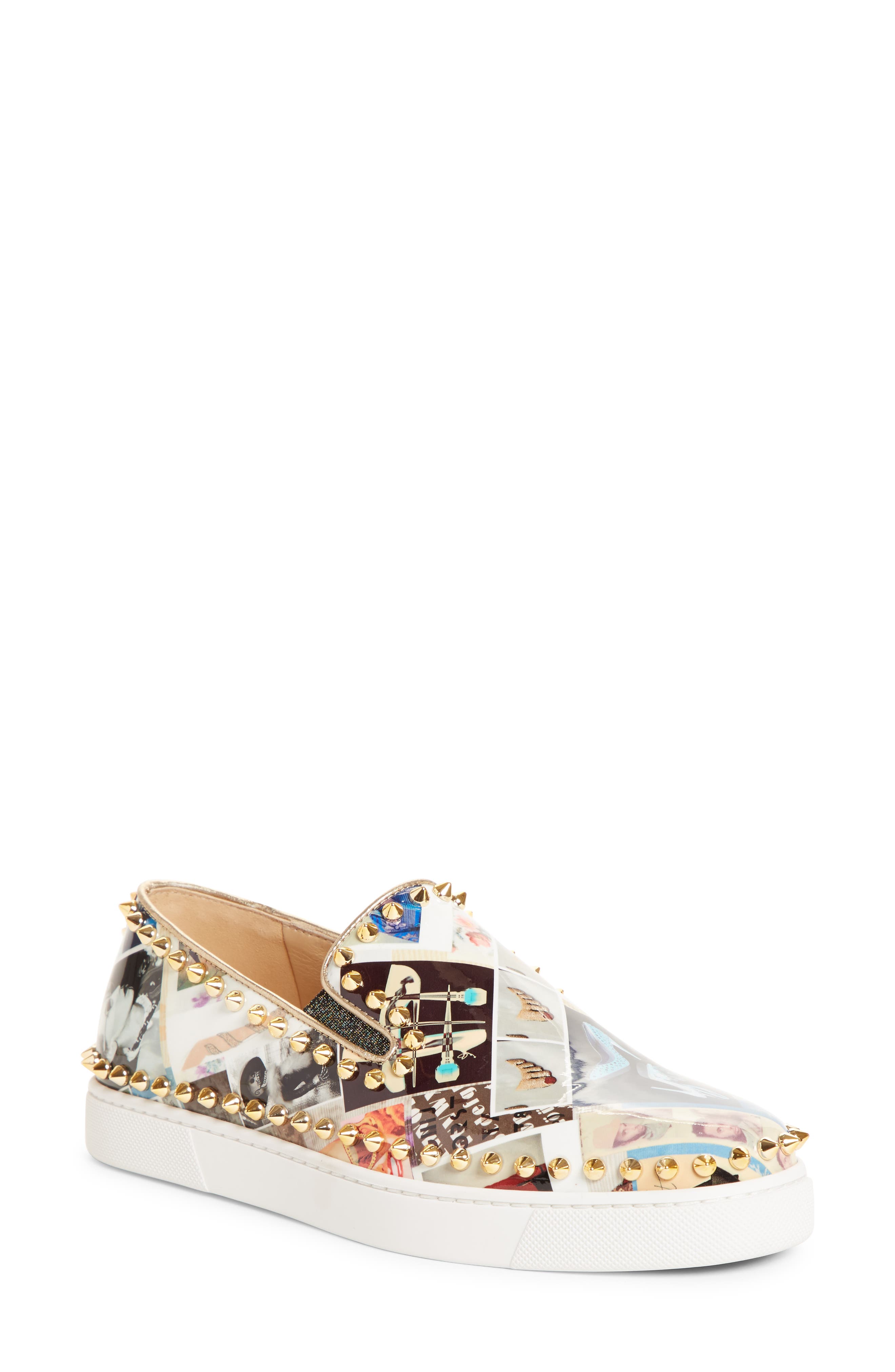 Christian Louboutin Pik Boat Studded Slip-On Sneaker, Black