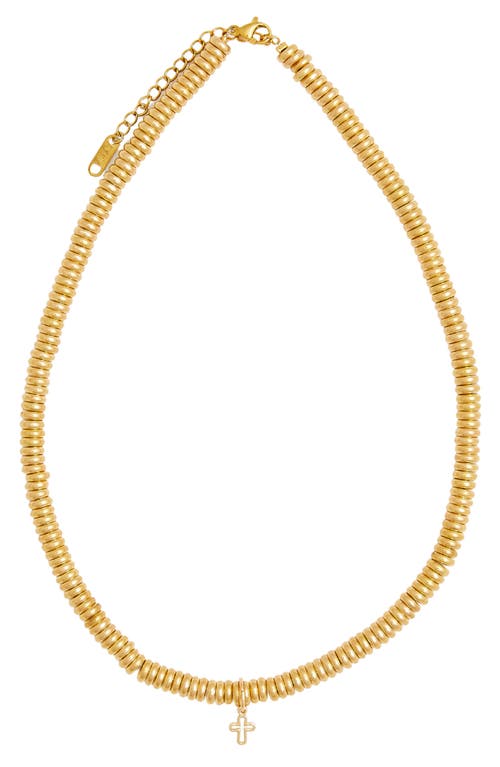 Cruz Beaded Cross Pendant Necklace in Gold