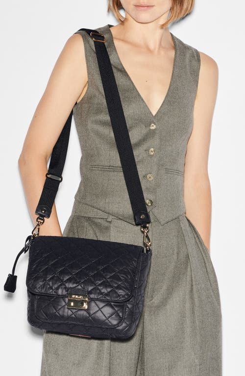 Mz Wallace Medium Crosby Lock Quilted Nylon Crossbody Bag In Black
