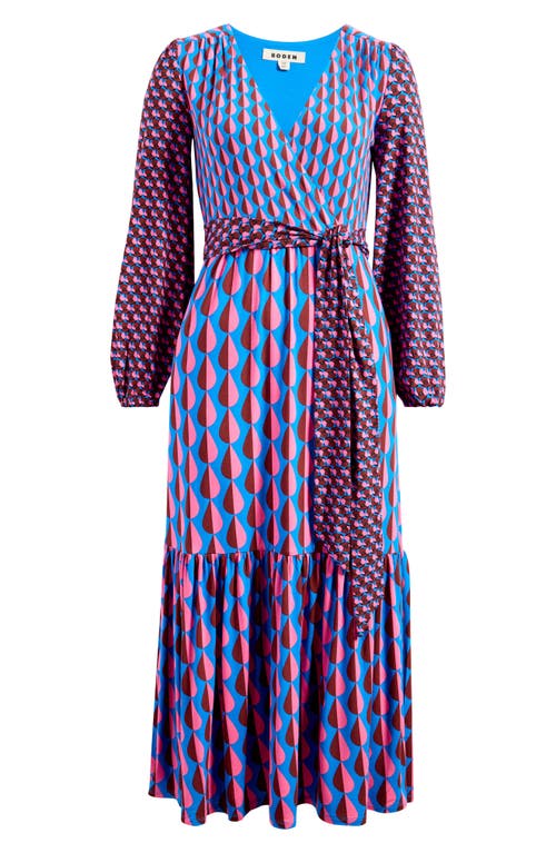 BODEN BODEN OPHELIA MIX PRINT LONG SLEEVE FAUX WRAP DRESS