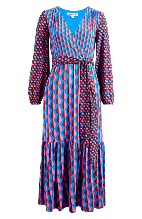 BODEN BODEN OPHELIA MIX PRINT LONG SLEEVE FAUX WRAP DRESS 