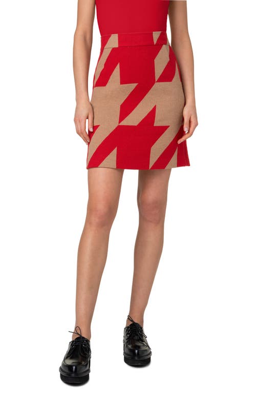 Shop Akris Punto Houndstooth Skirt In Lipstick-caramel