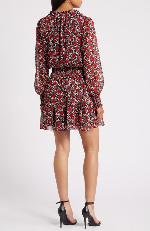 Shop Chelsea28 Floral Print Long Sleeve Chiffon Dress In Red Floral