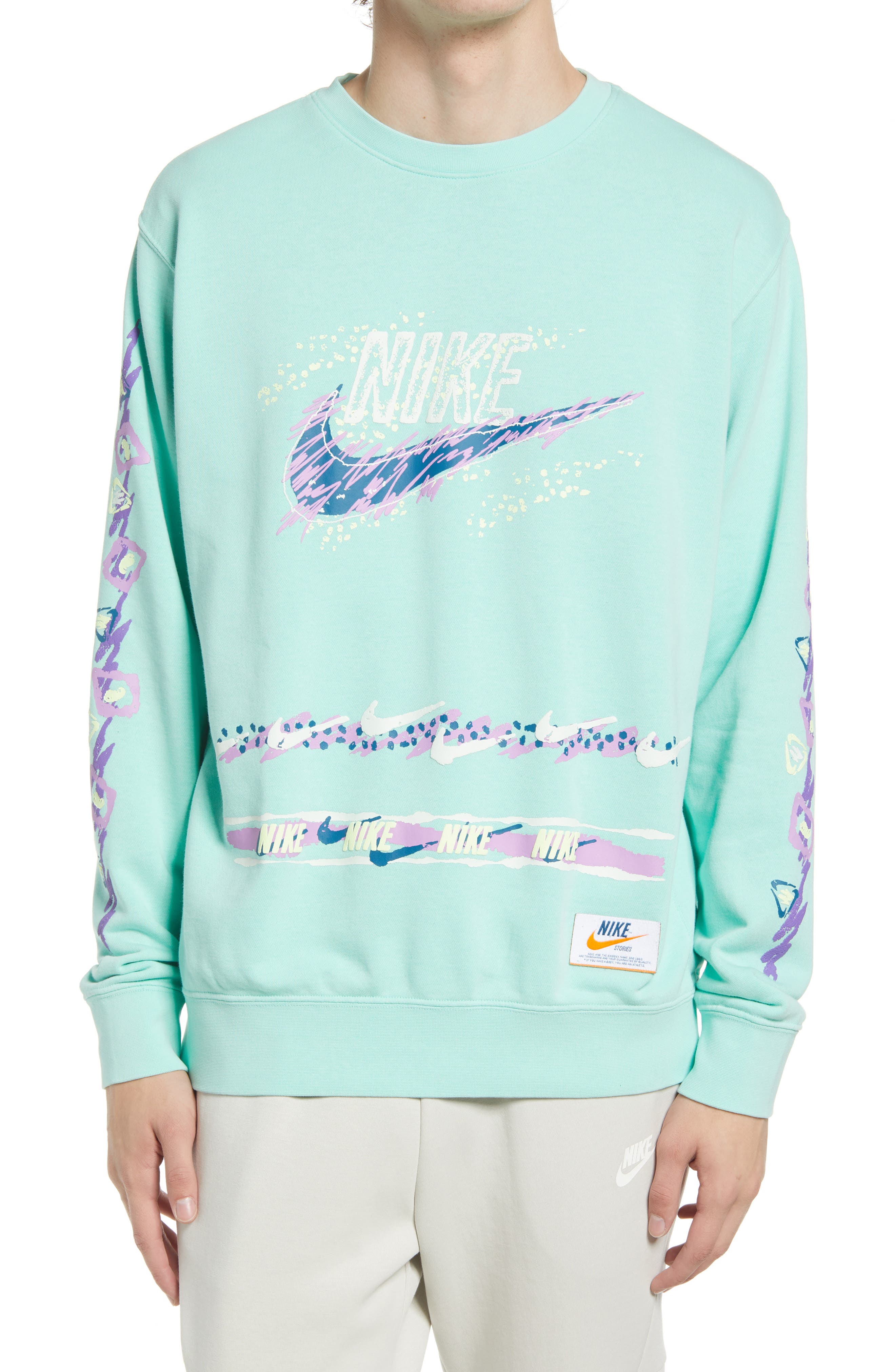 nike club stories crew neck sweatshirt