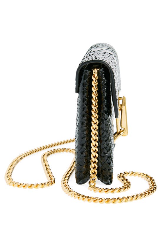 Shop Tom Ford Mini Monarch Snake Embossed Leather Shoulder Bag In Black