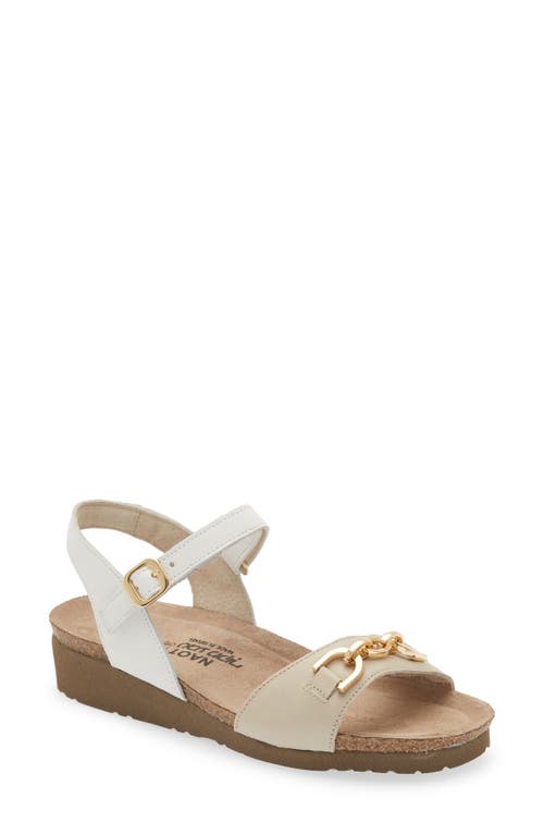 Aubrey Wedge Sandal in Soft Ivory/Soft White Leather