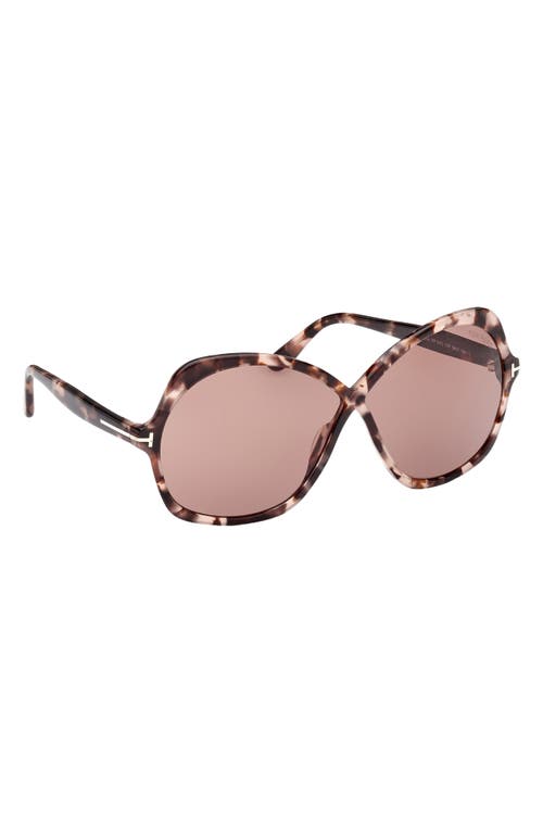 Tom Ford Rosemin Acetate Butterfly Sunglasses In Shiny Coloured Havana/pink