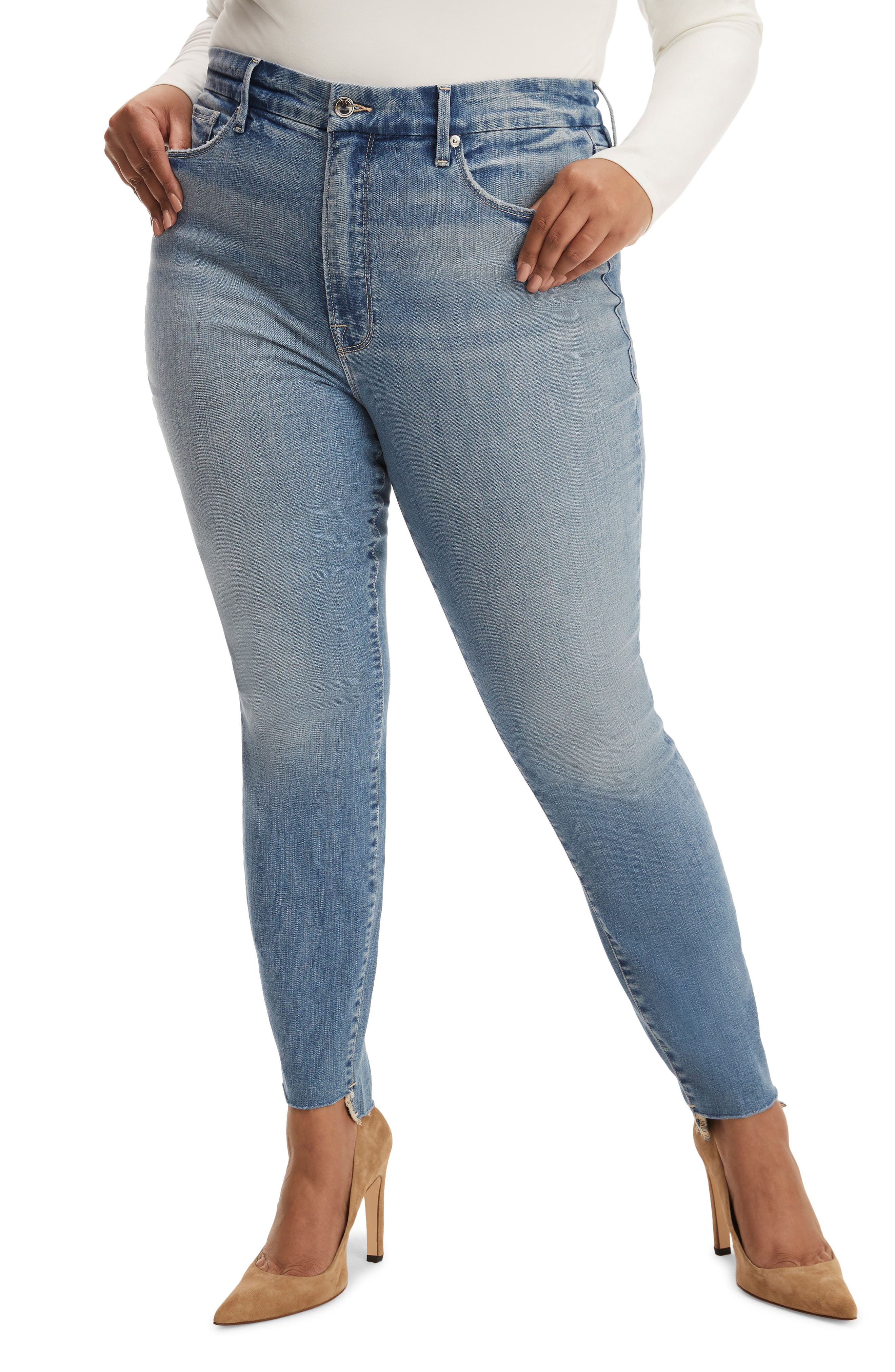 Women's Good American Good Legs Raw Step Hem Skinny Jeans Women's Good American Good Legs Raw Step Hem Skinny Jeans