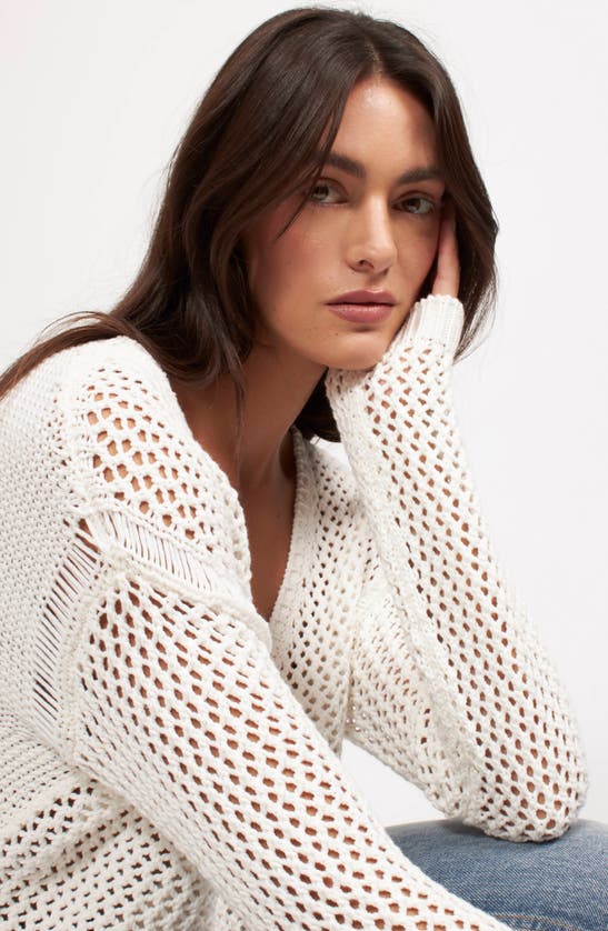 Shop Equipment Tate Open Stitch Cotton Blend Sweater In Nature White
