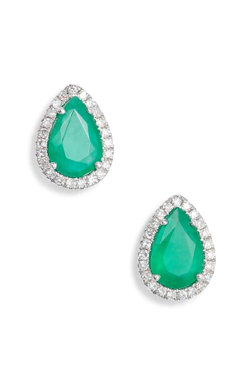 Meira T Emerald & Diamond Stud Earrings 