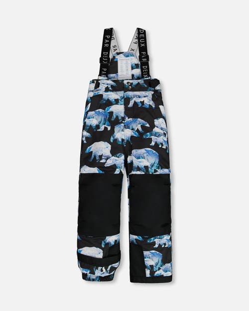 Shop Deux Par Deux Boy's Two Piece Snowsuit Black Printed Blue Bears In Printed Bears