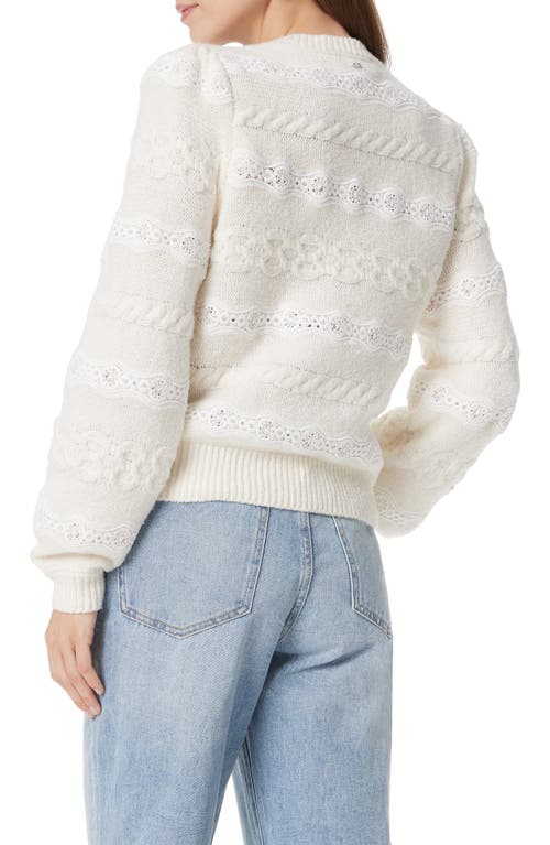 Shop Sam Edelman Jette Lace Inset Cable Sweater In Gardenia