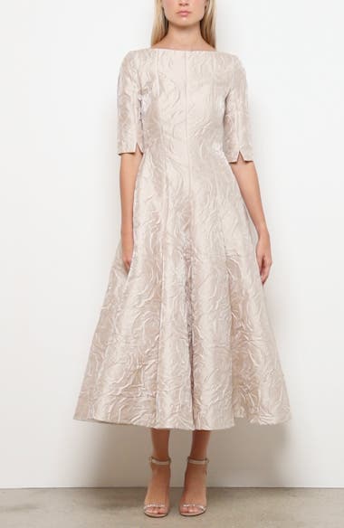 Talbot Runhof Poiret Rose Jacquard Fit & Flare Midi Dress | Nordstrom