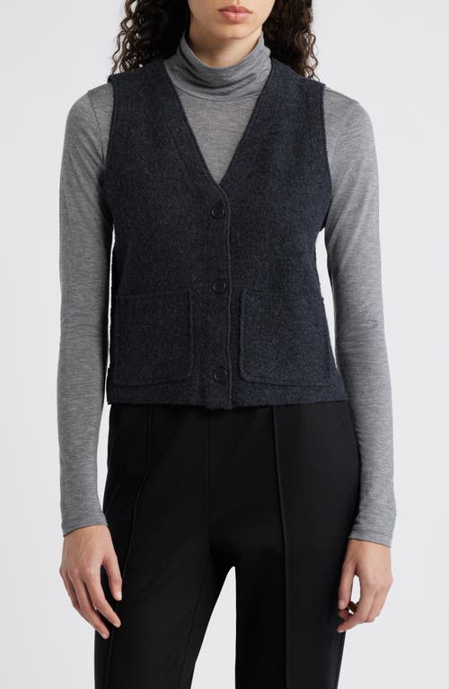 Shop Eileen Fisher Button Front Wool Vest In Char