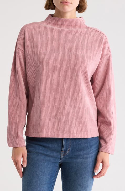 Jacquard Stripe Funnel Neck Top