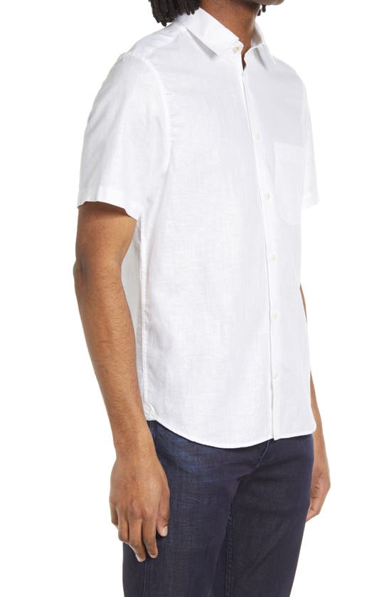 Shop Ted Baker London Addle Short Sleeve Linen & Cotton Button-up Shirt In White