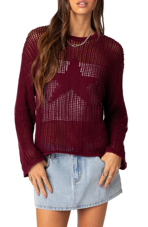 burgundy fine knit jumper