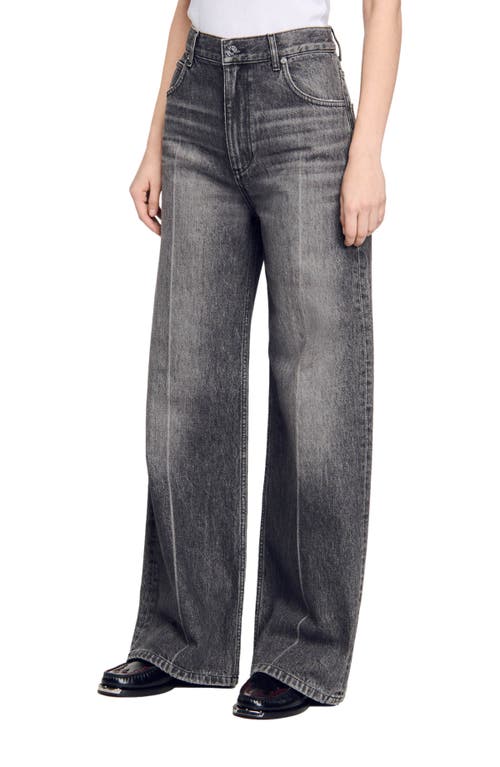 Shop Sandro Wide-leg Jeans In Grey