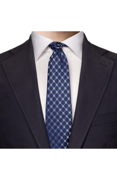 Shop Eton Floral Silk Tie In Dark Blue