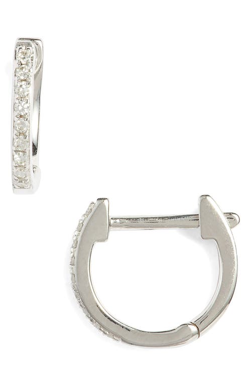 EF Collection Mini Diamond Hoop Earrings in White Gold at Nordstrom