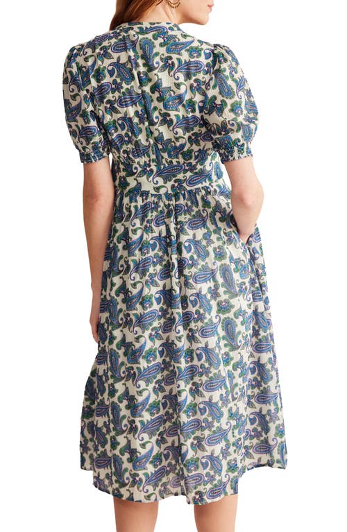 Shop Boden Elsa Floral Print Midi Dress In Surf The Web Paisley Wave