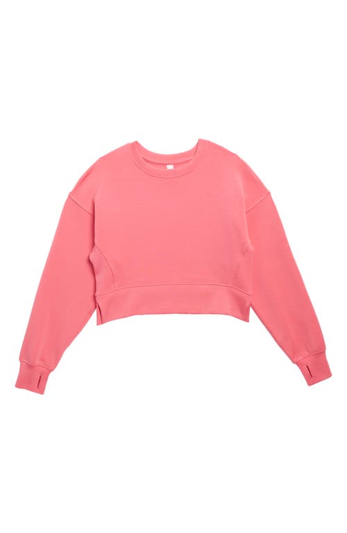 Shop Zella Girl Kids' Refine Crop Sweatshirt In Pink Caliente